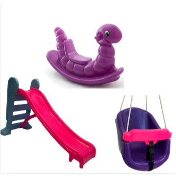 Kit Playground Infantil Valentina Brinquedos – Escorregador Médio 3 Degraus + Balanço BB + Nhoca (Gangorra)