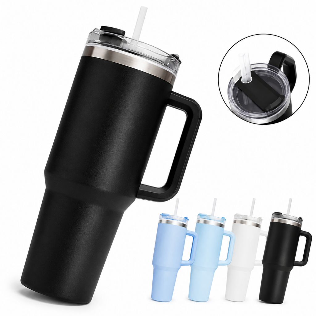 Copo Garrafa Térmico Inox Alça, Tampa E Canudo 1200ml Grande