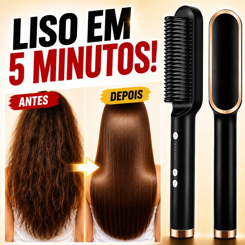 Escova Alisadora 5 em 1 Bivolt Profissional Anti Frizz Modeladora de Cabelo
