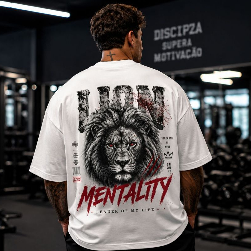 Camiseta Oversized Masculina Academia Maromba Streetwear Fitness Estampada Premium