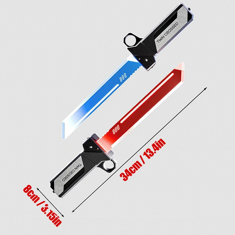 Sabre de Luz LED Dupla Extensível 2 em 1 RGB 7 Cores Com Som Brinquedo Cosplay Festa Infantil