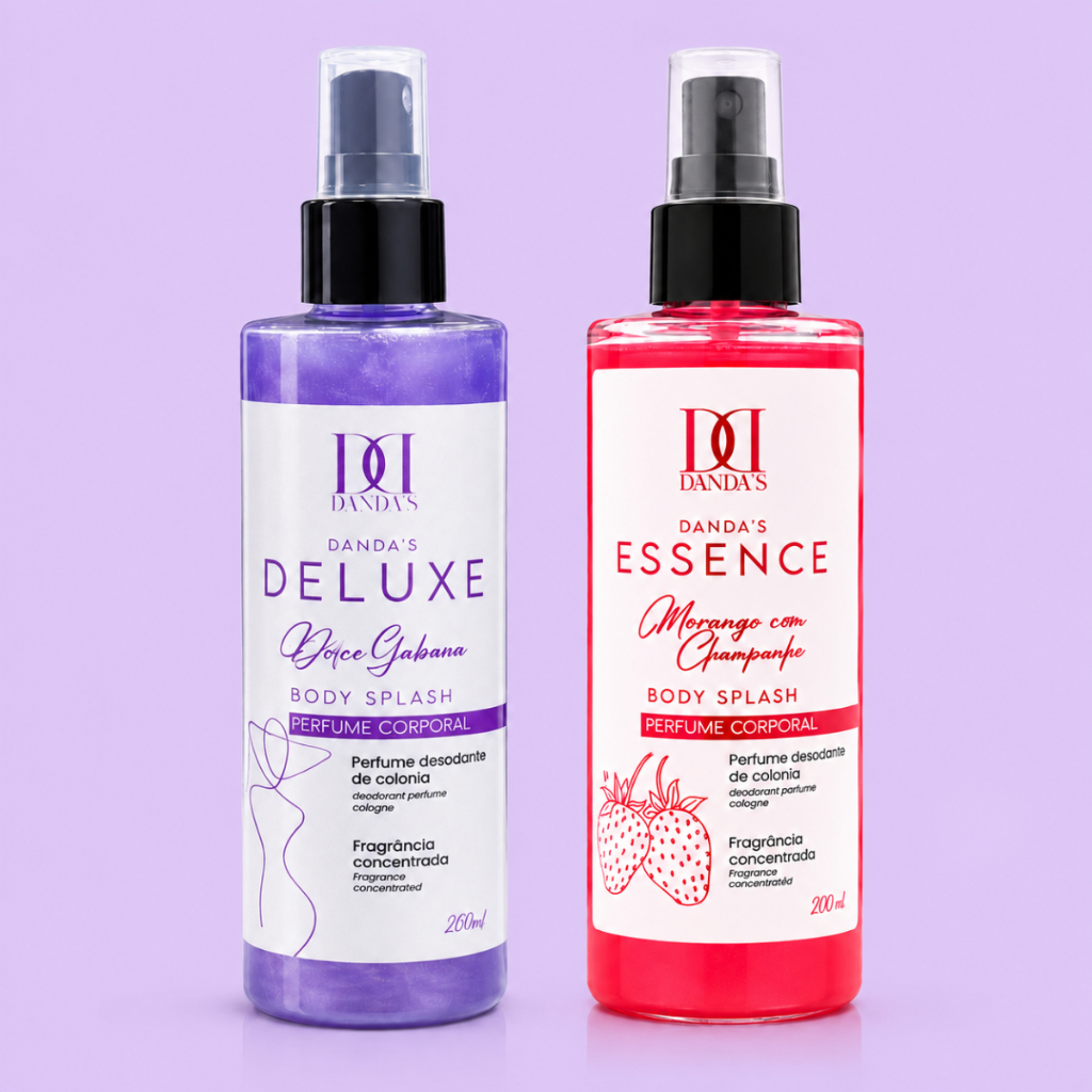 Body Splash Desodorante Corporal Perfume Colônia Feminino Dolce Gabana e Morango com Champanhe Kit 2