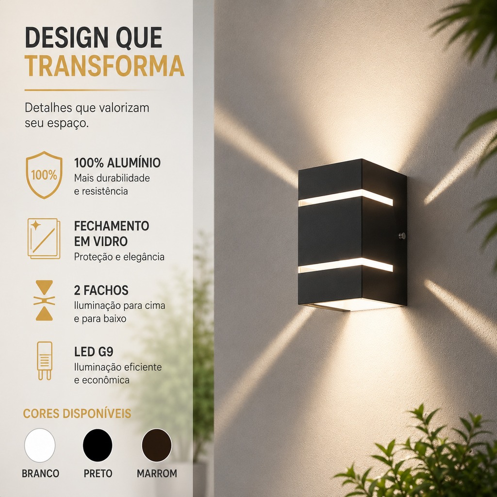 Kit 10 Arandela Externa Catarina 10cm + Lâmpada Alumínio Vidro Parede Muro Externa Interna