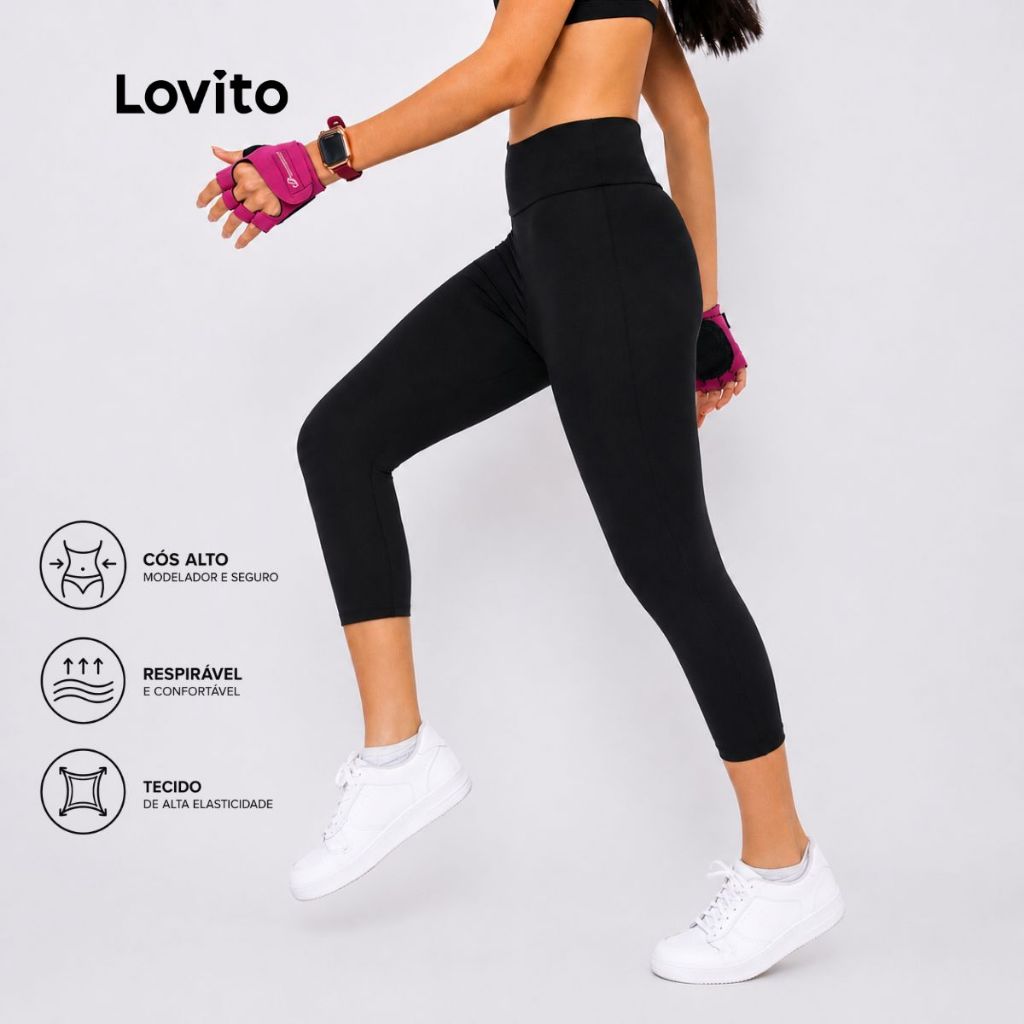 Lovito Legging Feminina Capri Básica Cós Alto LGB877BRL907
