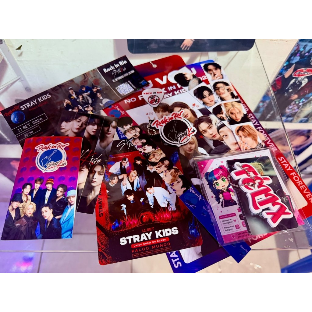 Kit Show Stray Kids Rock in Rio 2026 BÁSICO Fanmade PERSONALIZADO, Pulseira, Ingresso Decorativo e Chaveiros