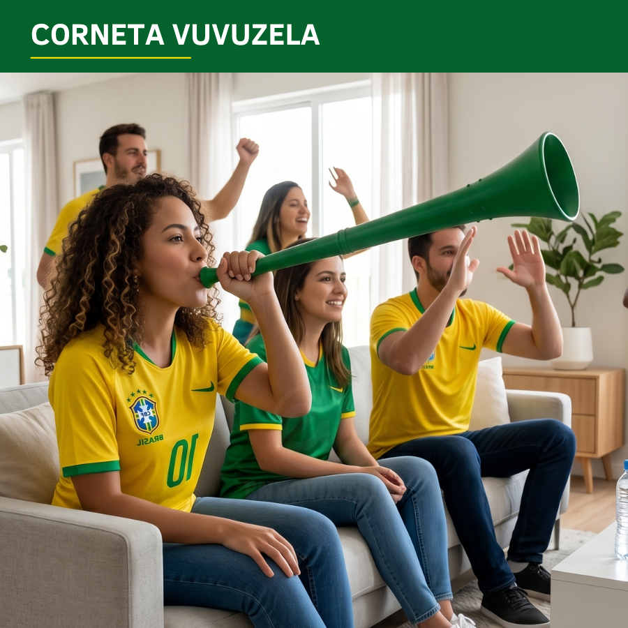 Vuvuzela Corneta Brasil Torcida Animada Som Alto Resistente Premium Variado Verde E Amarelo Copa