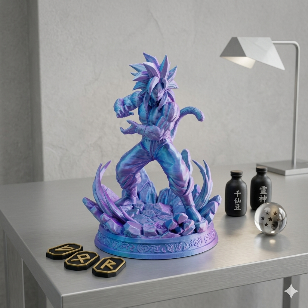Boneco Goku SSJ4 Action Figure Dragon Ball Estátua Impressão 3D Colecionador Premium Geek Top