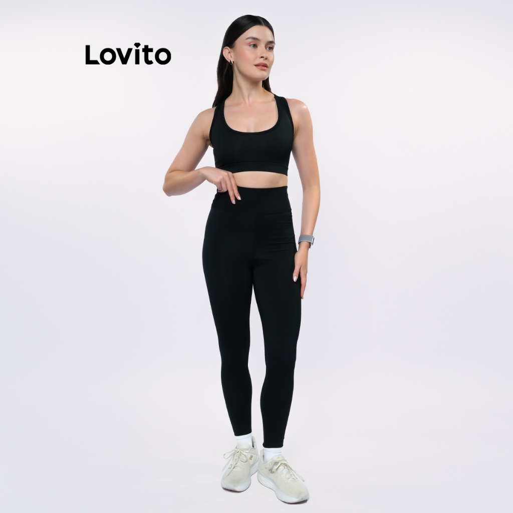 Lovito Legging Feminina Básica Cintura Alta SLB15511581