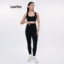 Lovito Legging Feminina Básica Cintura Alta SLB15511581