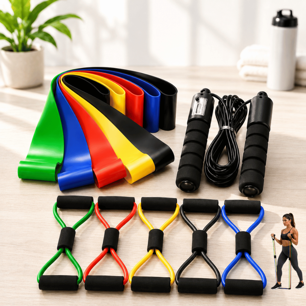 Kit Completo Treinamento em Casa com Elásticos