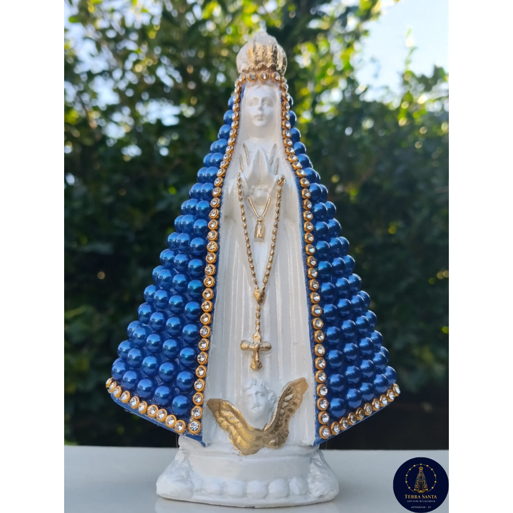 Imagem Nossa Senhora Aparecida - 15 cm pérola azul