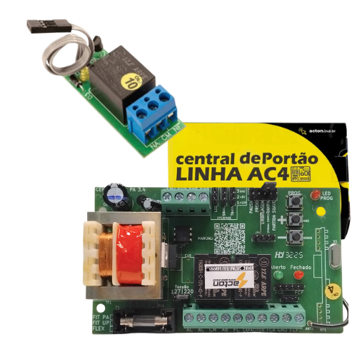 Central Para Portão Automático Placa Universal AC4 FLEX PA Garen Ppa + Modulo Rele OpcionallV2 Multi