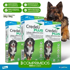 Kit 3 Credeli Plus Elanco para Cães de 22 a 45 kg - 1 Comprimido