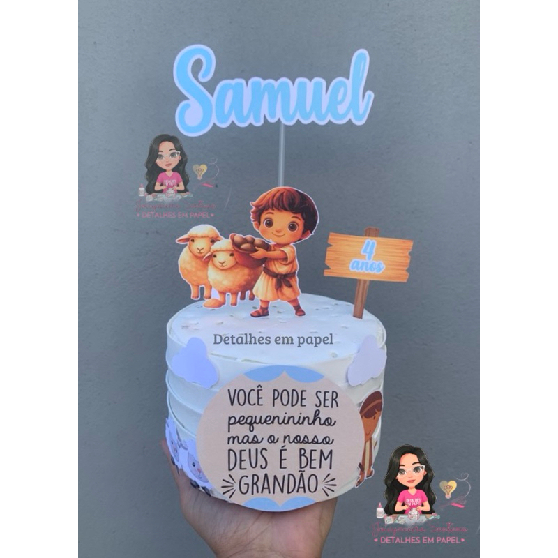 TOPO DE BOLO PERSONALIZADO - DAVI - REI DAVI - DAVI E GOLIAS