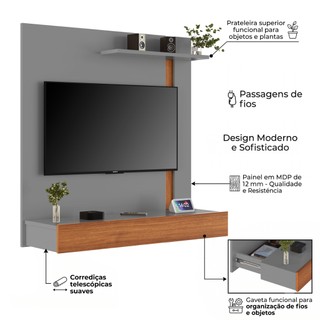 Painel Para TV 32 Com Rack Suspenso para casa Inteligente E Tampo Deslizante varias cores
