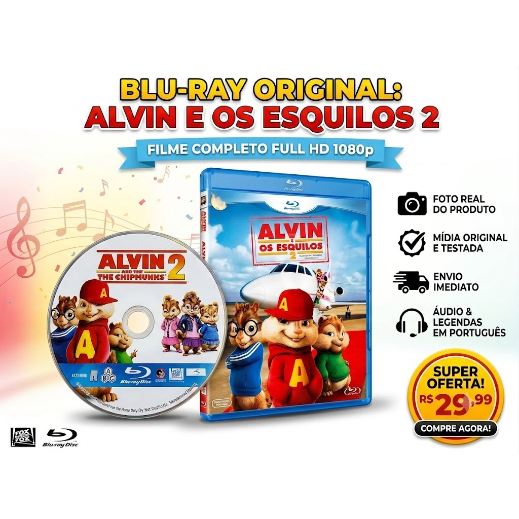 Blu-ray Original - Alvin e os Esquilos 2 - Dublado/Legendado PT-BR - Super Oferta