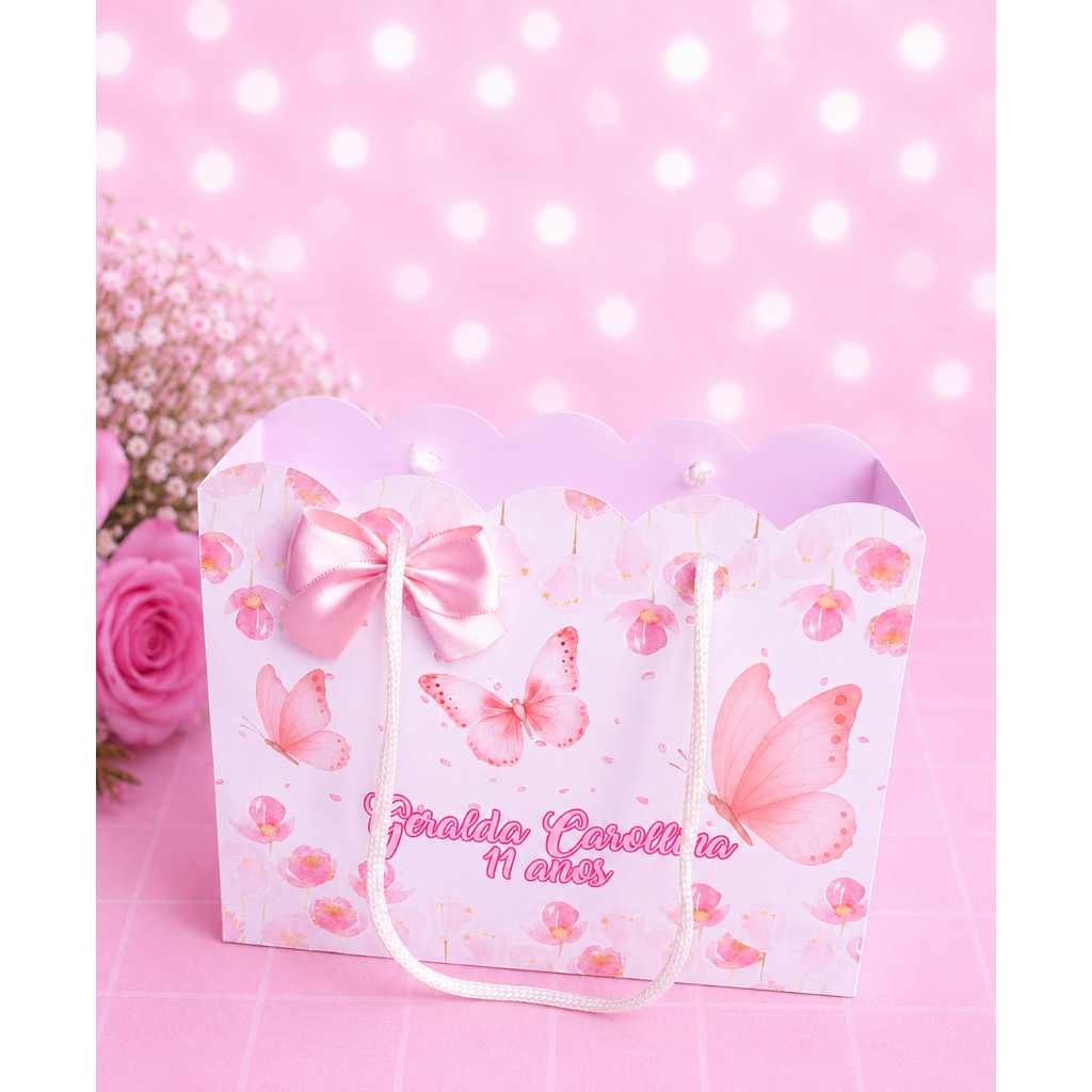 Sacolinha Jardim das Borboletas Kit festa | Personalizados | Aniversários | Papelaria | caixinhas | lembrancinhas