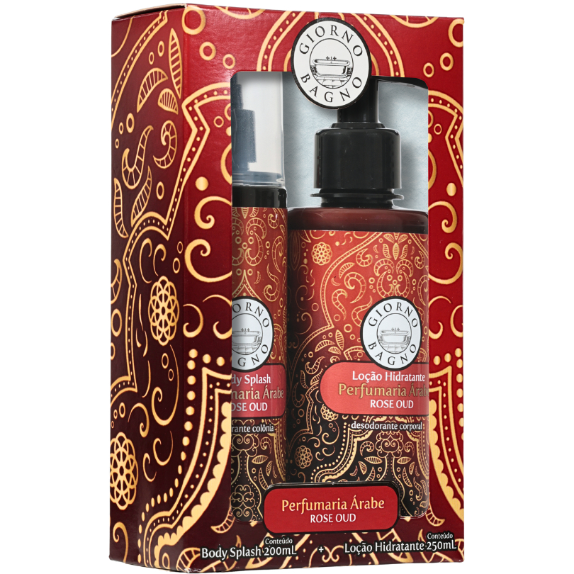 Kit Giorno Bagno Body Splash + Loção Hidratante Rose Oud Perfumaria Árabe