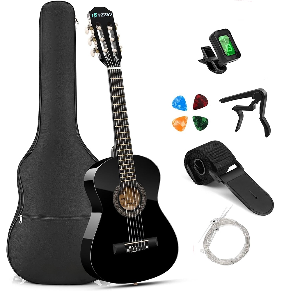 Guitarra acústica VEDO de 30 polegadas, ideal para iniciantes, crianças e adolescentes; kit de guitarra clássica em