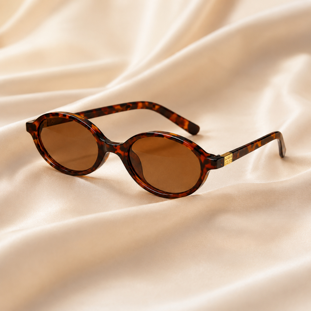 Óculos De Sol Feminino Oval Leopardo Padrão Tartaruga Retrô Redondo Vintage Blogueira