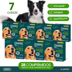Kit 7 Chemital Plus Chemitec Vermífugo para Cães - 4 Comprimidos
