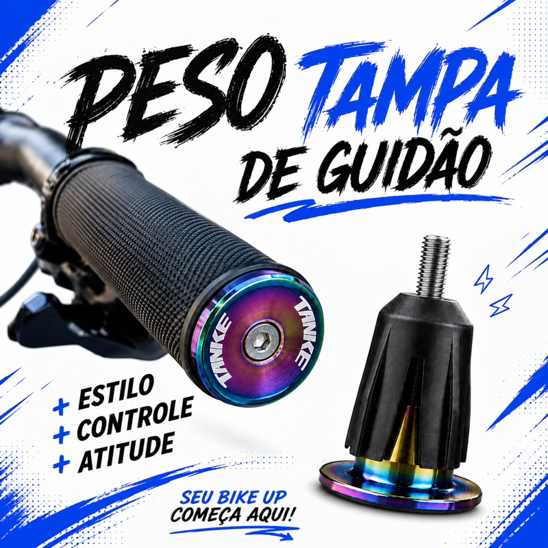 Tampa De Guidão Camaleão - Peso Para Bike Luva Manopla Alumínio TANKE Camaleão Bike Bicicleta Freeride Grau MTB Rainbow