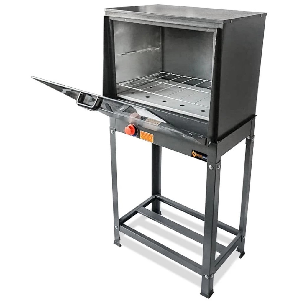 Forno Industrial 120L Tampa de Vidro Temperado Pizzaria Padaria Baixa Pressão Gás Cavalete Perfil 7
