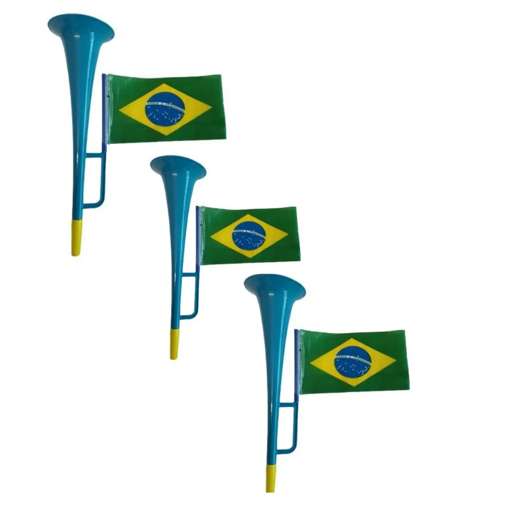 Corneta com Bandeira do Brasil kit com 3 unidades