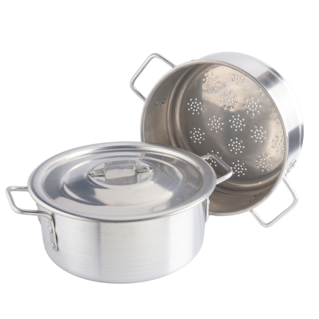 Panela Caçarola A Vapor Alumínio Polido Profissional 38Cm 20L Nacional