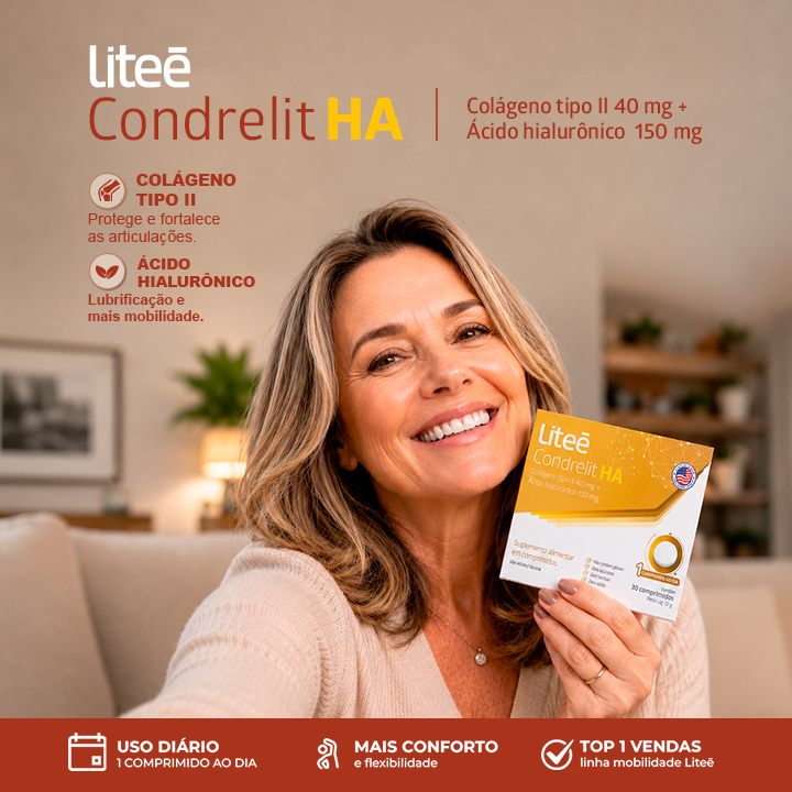 Condrelit 40MG Colágeno Tipo 2 + 150MG Ácido Hialurônico   - 30 comprimidos