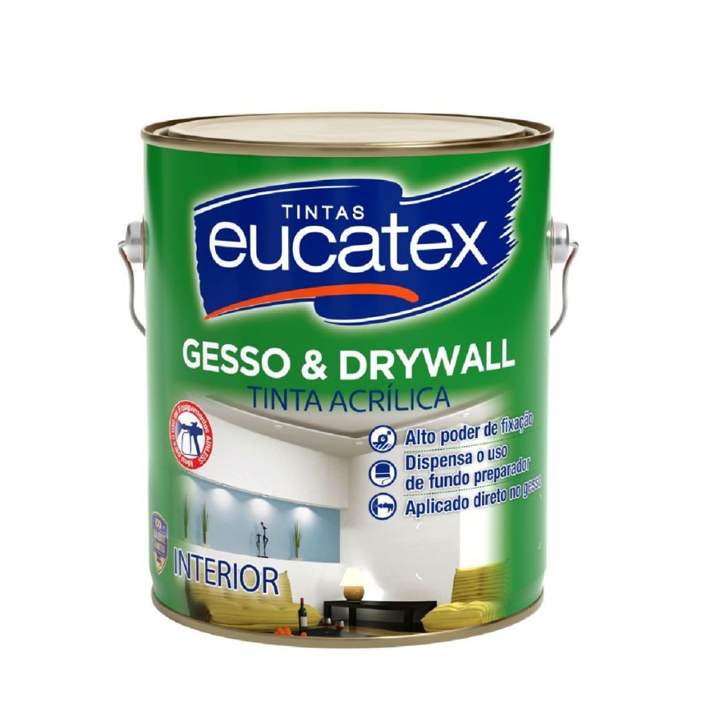 Gesso e Drywall 3,6 Lts Tinta Especial Direto No Gesso,Sancas e Acartonados