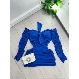 Vestido Shein , vestido manga longa, vestido colado, vestido suplex, vestido franzido , vestido com laço