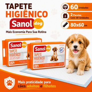 Kit 2 Pacotes Tapete Higiênico Sanol Dog 80x60cm 30 Un Cada 60 Tapetes para Xixi de Cachorro Gel Absorvente