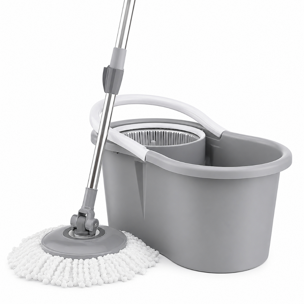 Mop Giratório 13 Litros com Cesto Inox Cabo 115cm Limpeza 360°