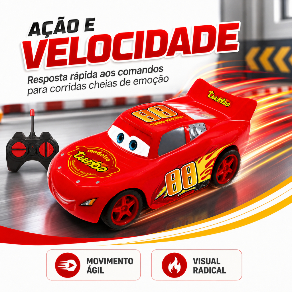 Carrinho Controle Remoto Recarregável Infantil Corrida Velocidade Criança Relâmpago McQueen Kizumba · foto 2