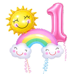 kit balões metalizado sol nuvem arco iris festa planeta solar mede 62 cm