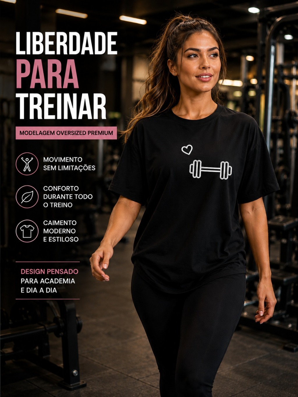 Blusa Camisetão Gym Treino Academia Musculação 100% Algodão Feminina Fitness Halter Camiseta Tshirt Oversized