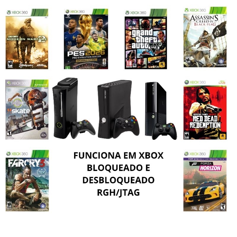 HD EXPLOIT 500GB PARA XBOX 360 COM VARIOS JOGOS + PES 2026