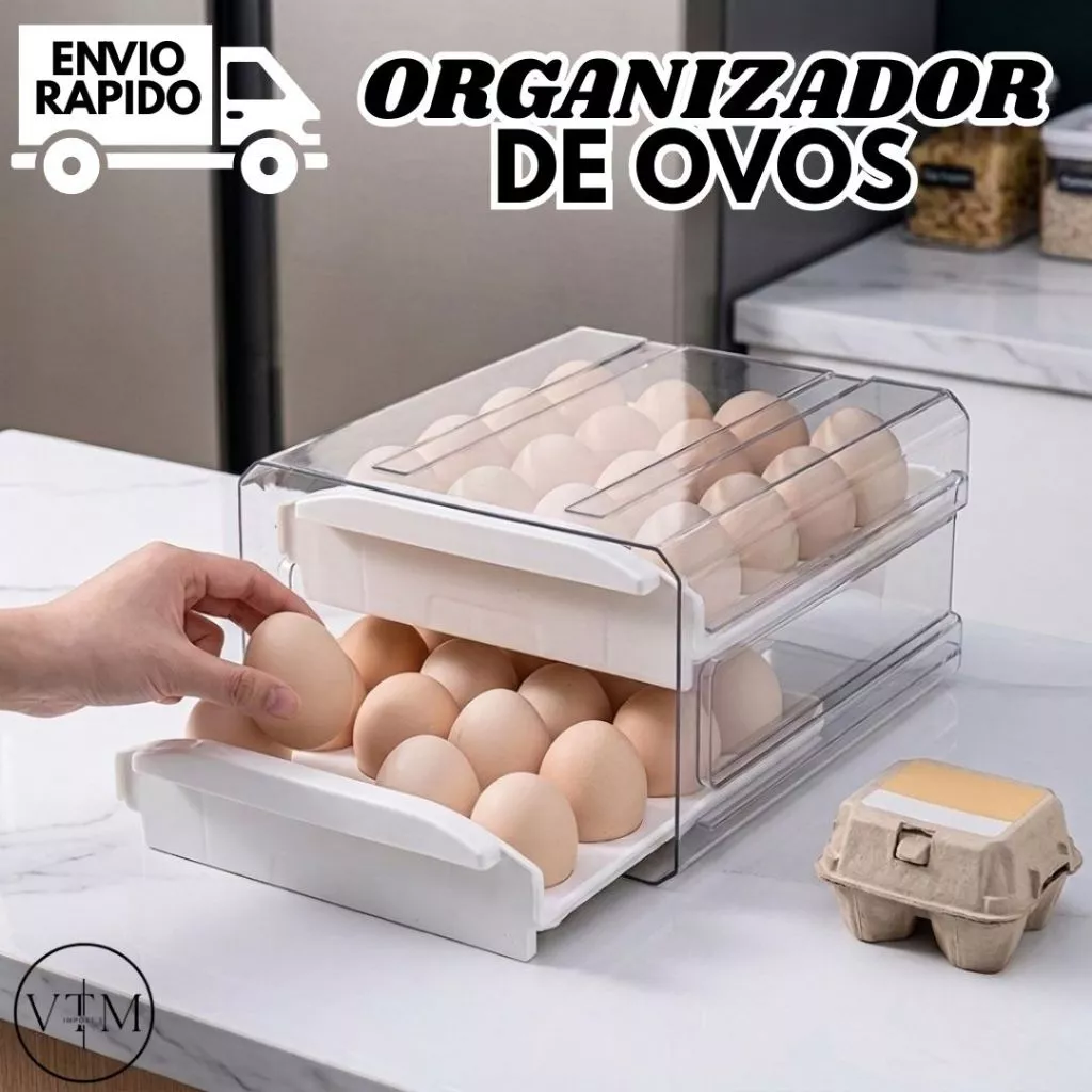 Organizador de Ovos Premium Para Geladeira Armazenamento e Organização da Cozinha Casa e Uso Diário — imagem 1