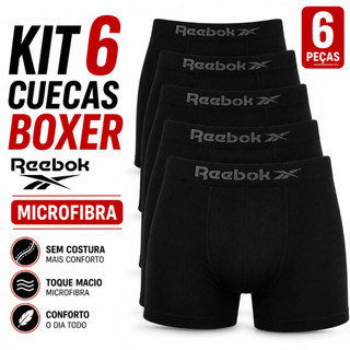 Kit 6 Cueca Boxer Reebok Microfibra Cueca Sem Costura Cueca Box Confortável Macia Lisa Cueca Adulto