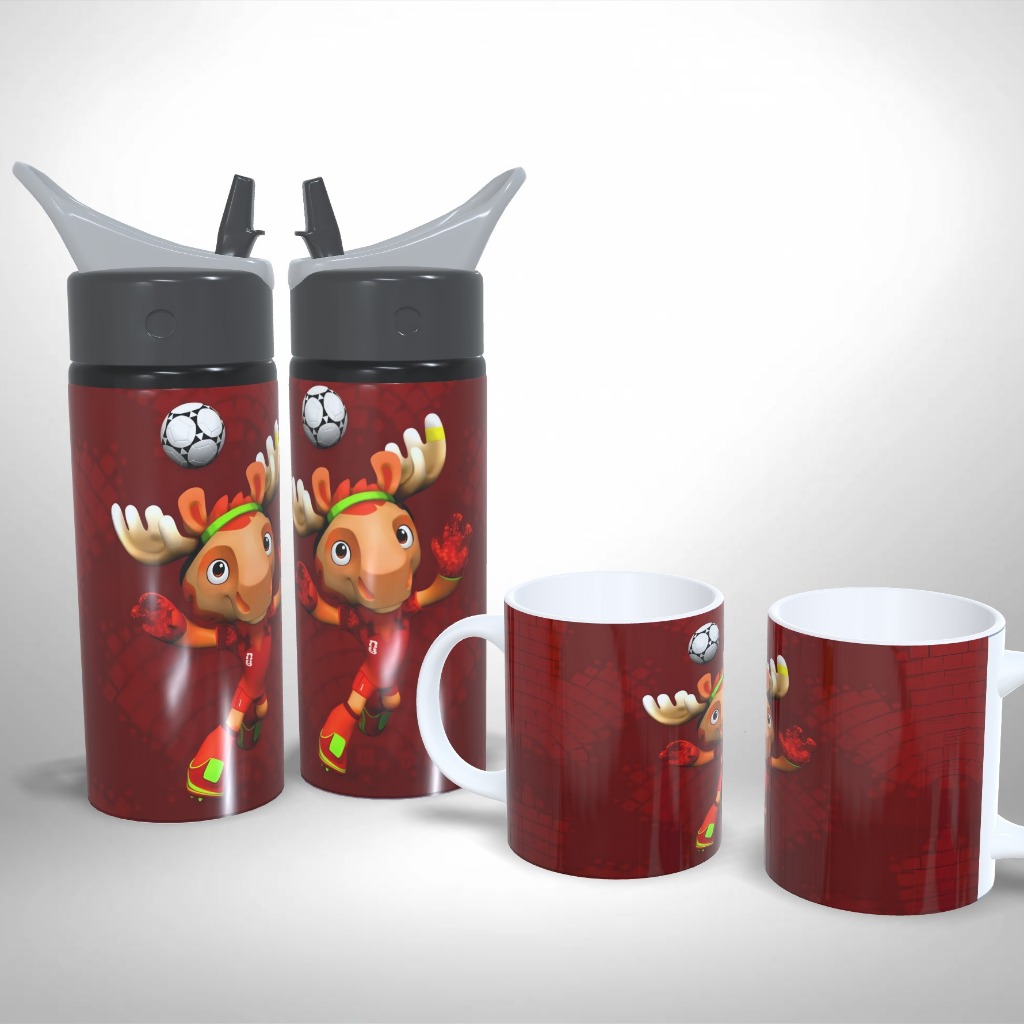 Kit Caneca + Squeeze Personalizado - Futebol Mascote Maple Intantil Escolar