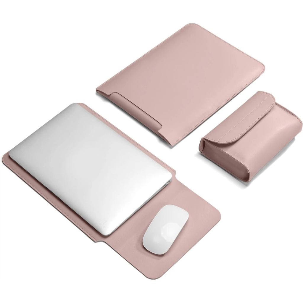 Capa Manga Notebook Couro PU 14-16 Polegadas com Bolsa Fonte – Kit Protetor Anti-choque Impermeável