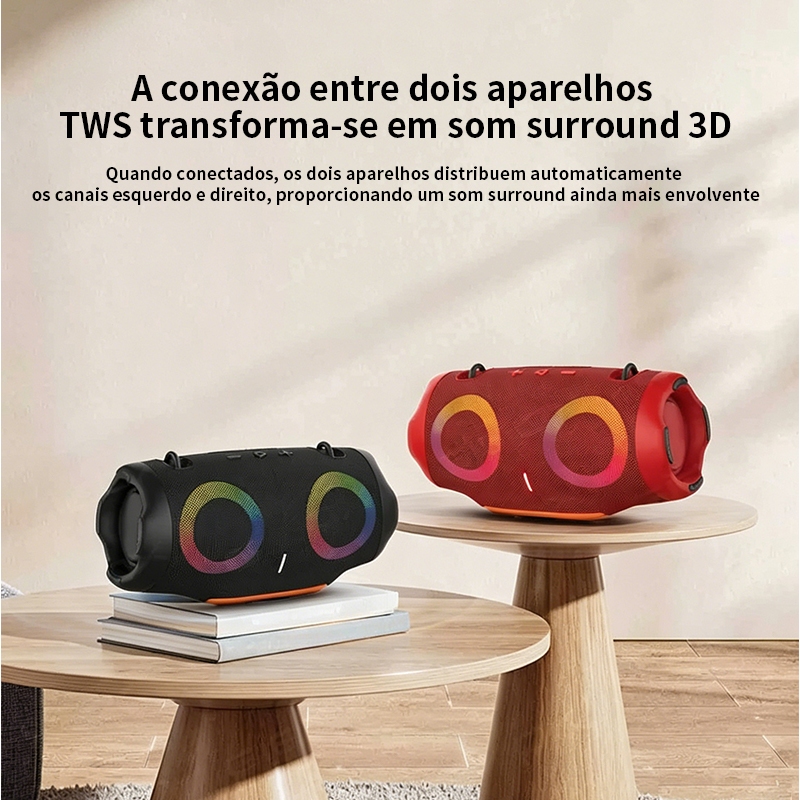 Caixa de som bluetooth tws Luz RGB Xtreme 4 Pen Drive FM Tipo-C Resistente A Água IPX6 — foto 6