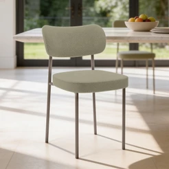 Cadeira Decorativa Sala De Jantar Melina Base Arena L02 Bouclê Oliva - Lyam Decor