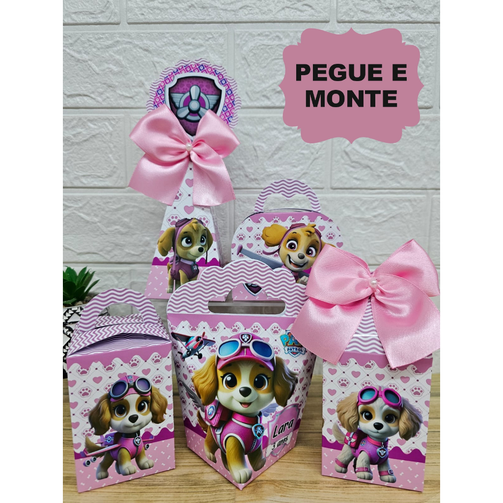 Kit Caixinhas Personalizadas SKYE PATRULHA CANINA(PEGUE E MONTE) Lembrancinhas Festa Infantil SKYE PATRULHA CANINA