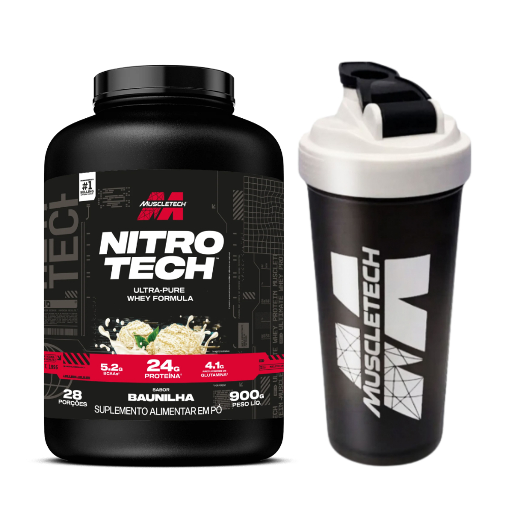 Kit Muscletech Whey De Baunilha + Coqueteleira