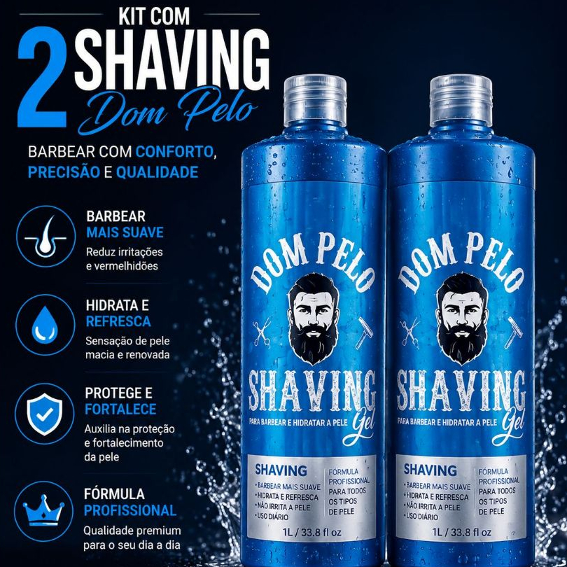 Kit 2 Shaving Dom Pelo Profissional 1 Litro Pronta Entrega Envio Imediato