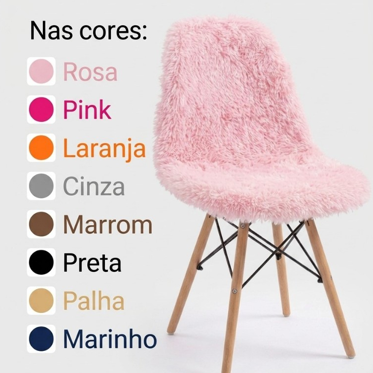 Capa de Cadeira Charles Eames Eiffel 01 Peça Tecido Soft Peluciado Felpuda Luxo Premium Toque Macio