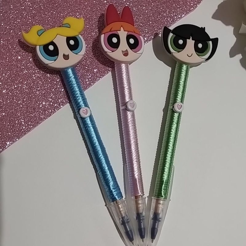 kit 3 Canetas Decoradas Personalizadas Meninas Super Poderosas -Lembrancinhas Criativas Presentes, Caneta Ponta Fina