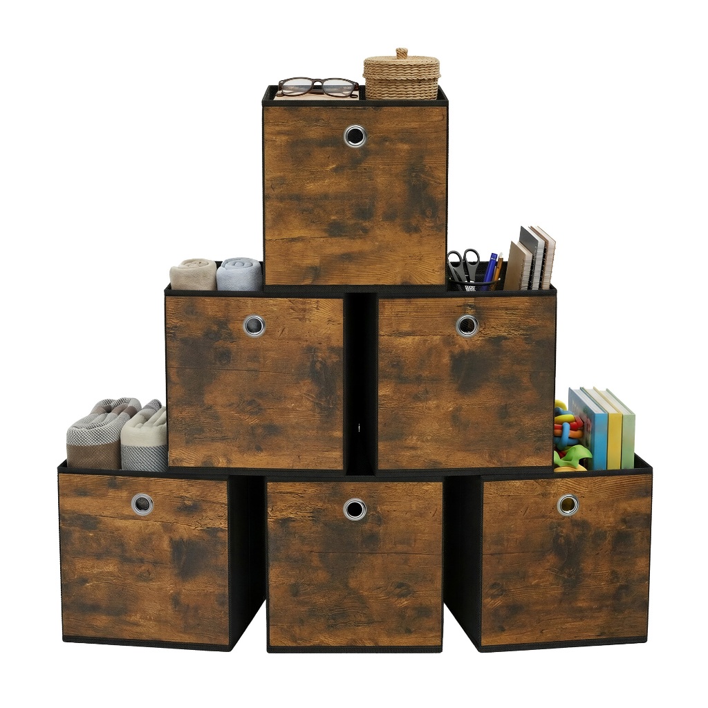 SONGMICS Caixa organizadora dobrável em tecido Oxford, conjunto com 6 unidades, para prateleira, 30x30x30 cm
